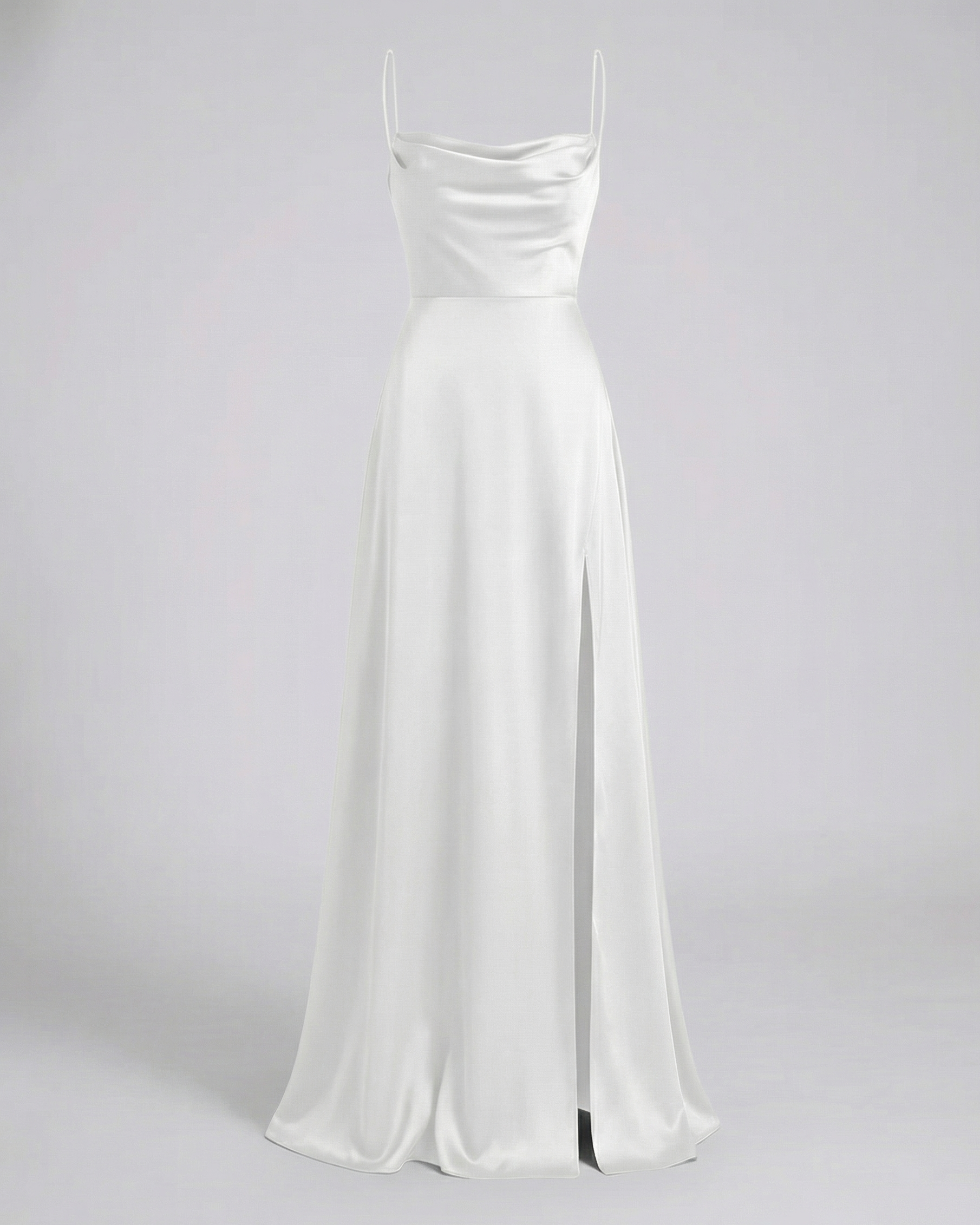 Dorvelli | Women's Maxi Dress – Flowing Leg Slit - White