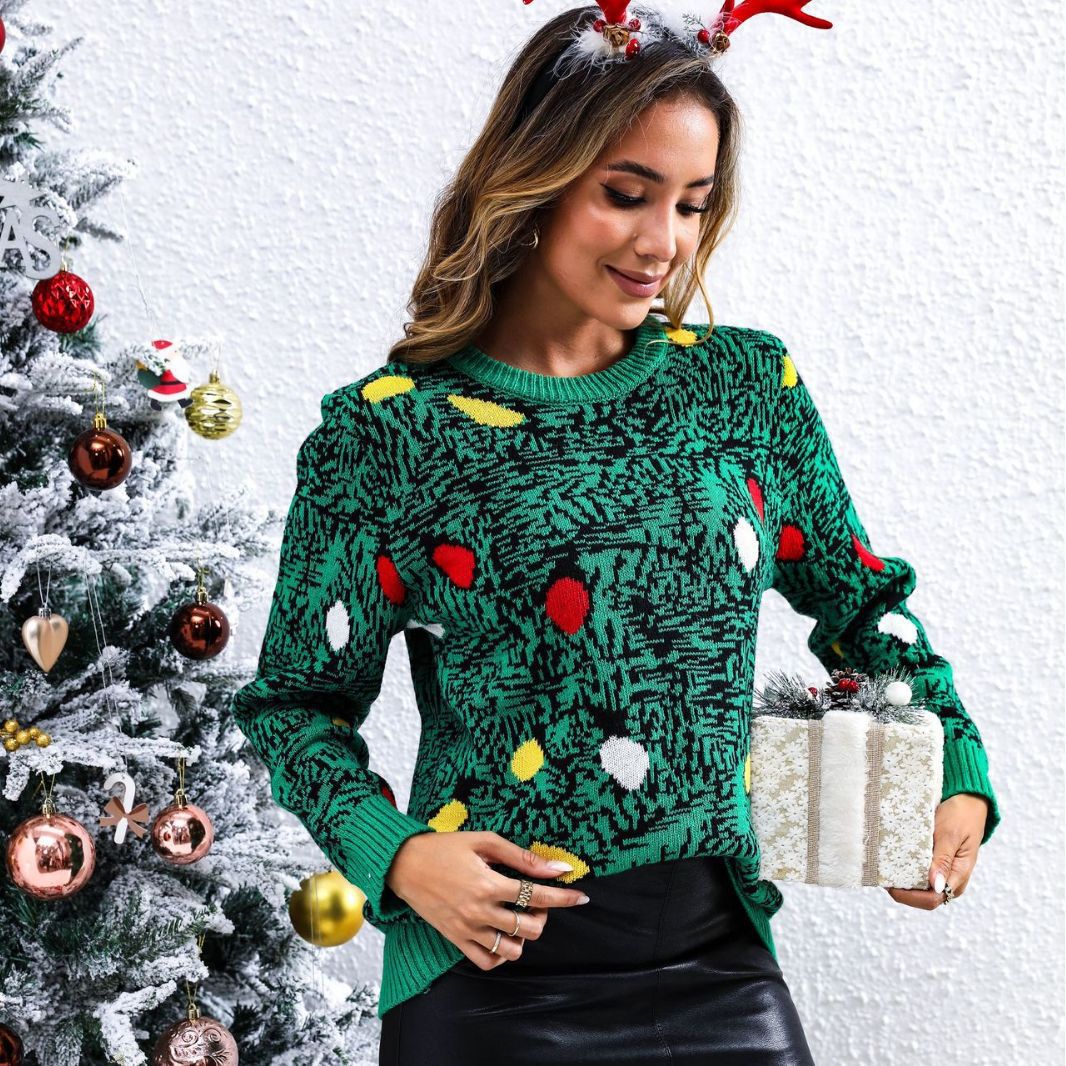 Wynona String Lights Christmas Jumper – Women's Festive Fairy Light Knit Sweater