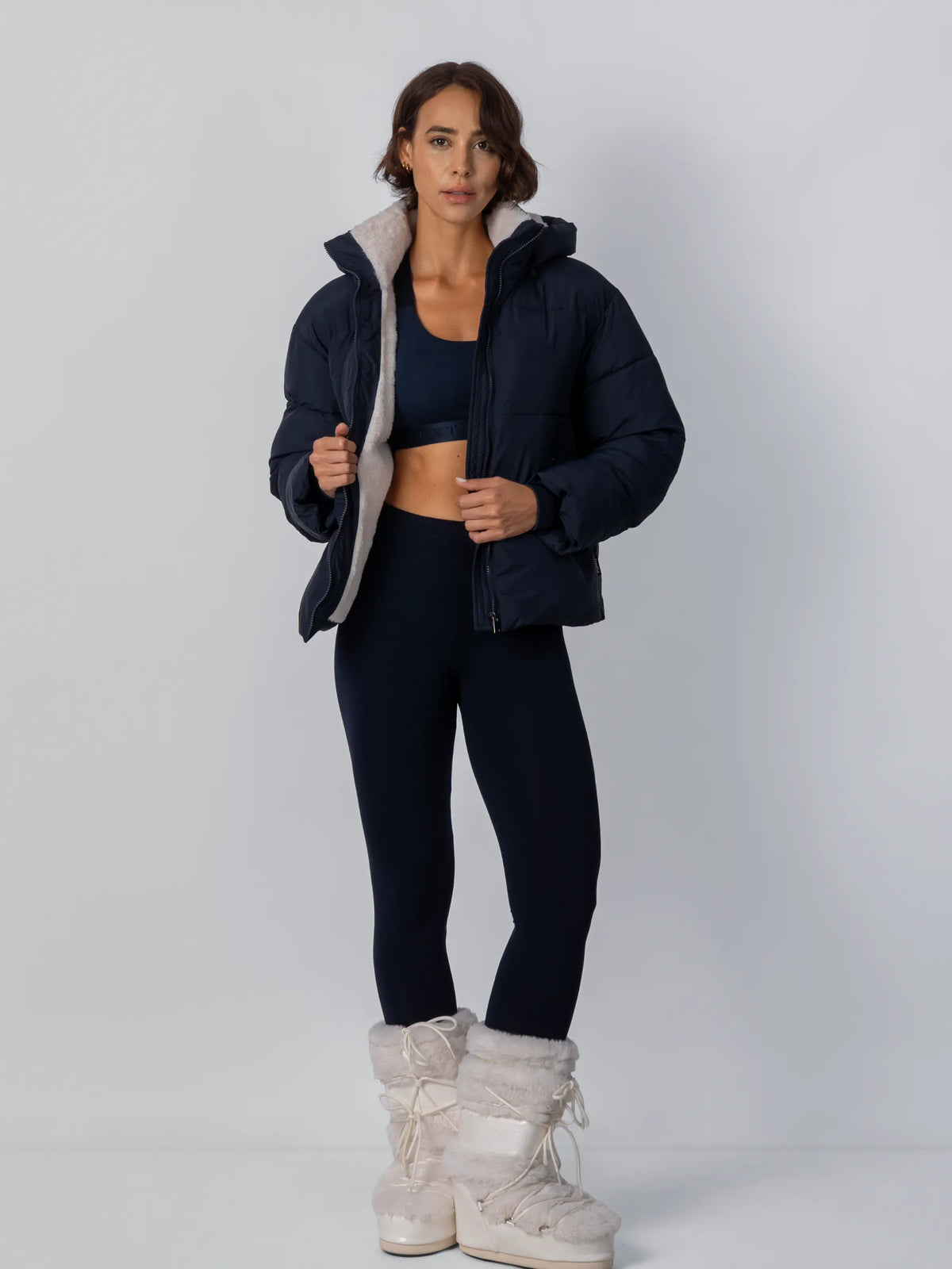 Ysolde Quilted Cropped Puffer Jacket – Royal Blue