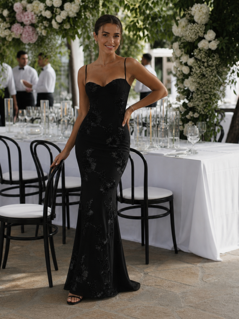 Dorvelli | Women's Maxi Dress – Spaghetti Strap Corset Bodice