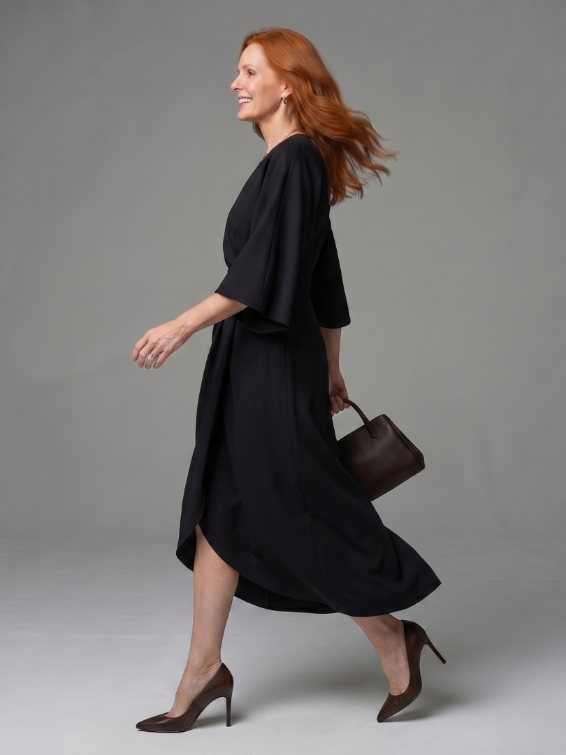 Dorvelli | Women's Midi Dress – Sculpted Waist Panel