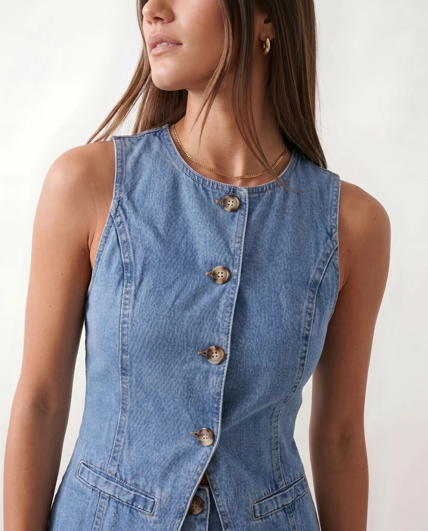 Dorvelli | Women's Two-Piece Set – Celinda Vest Button Front