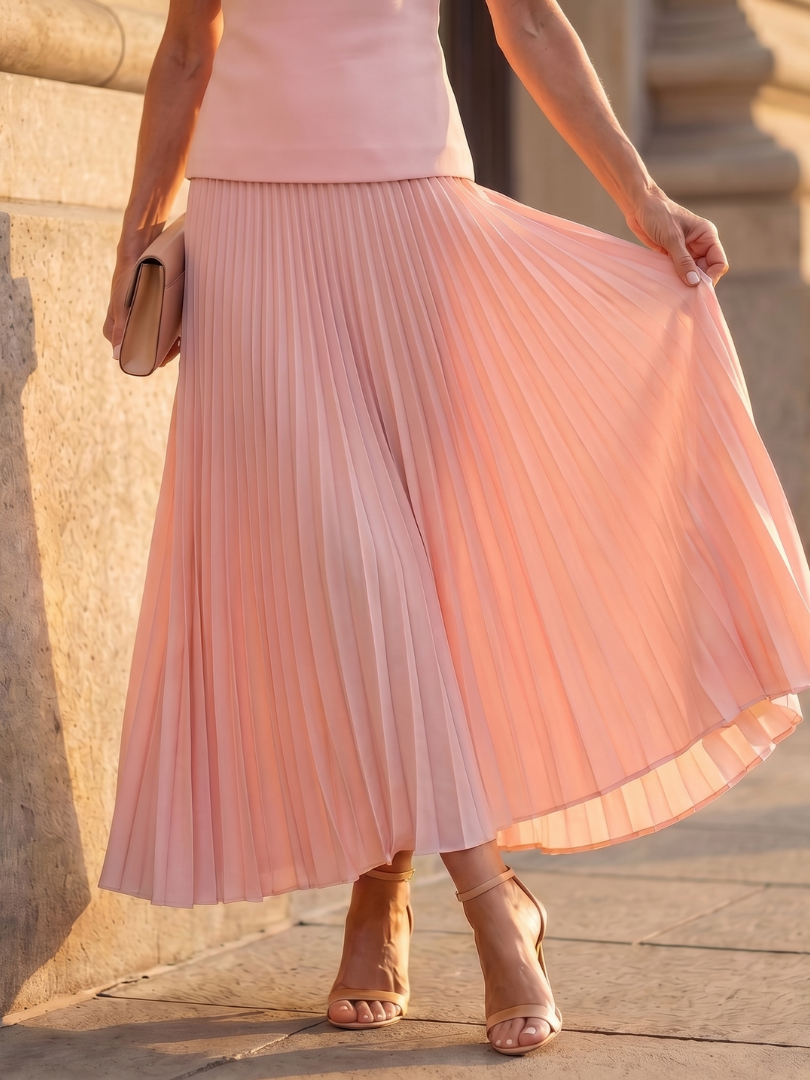 Dorvelli | Women's Two-Piece Set – Structured Bodice Pleated