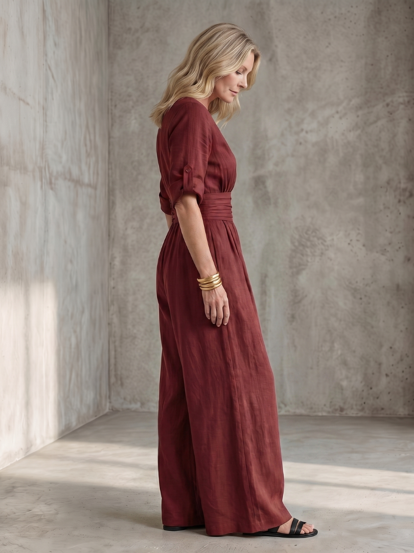 Dorvelli | Women's Jumpsuit – Cross Front Wide Leg