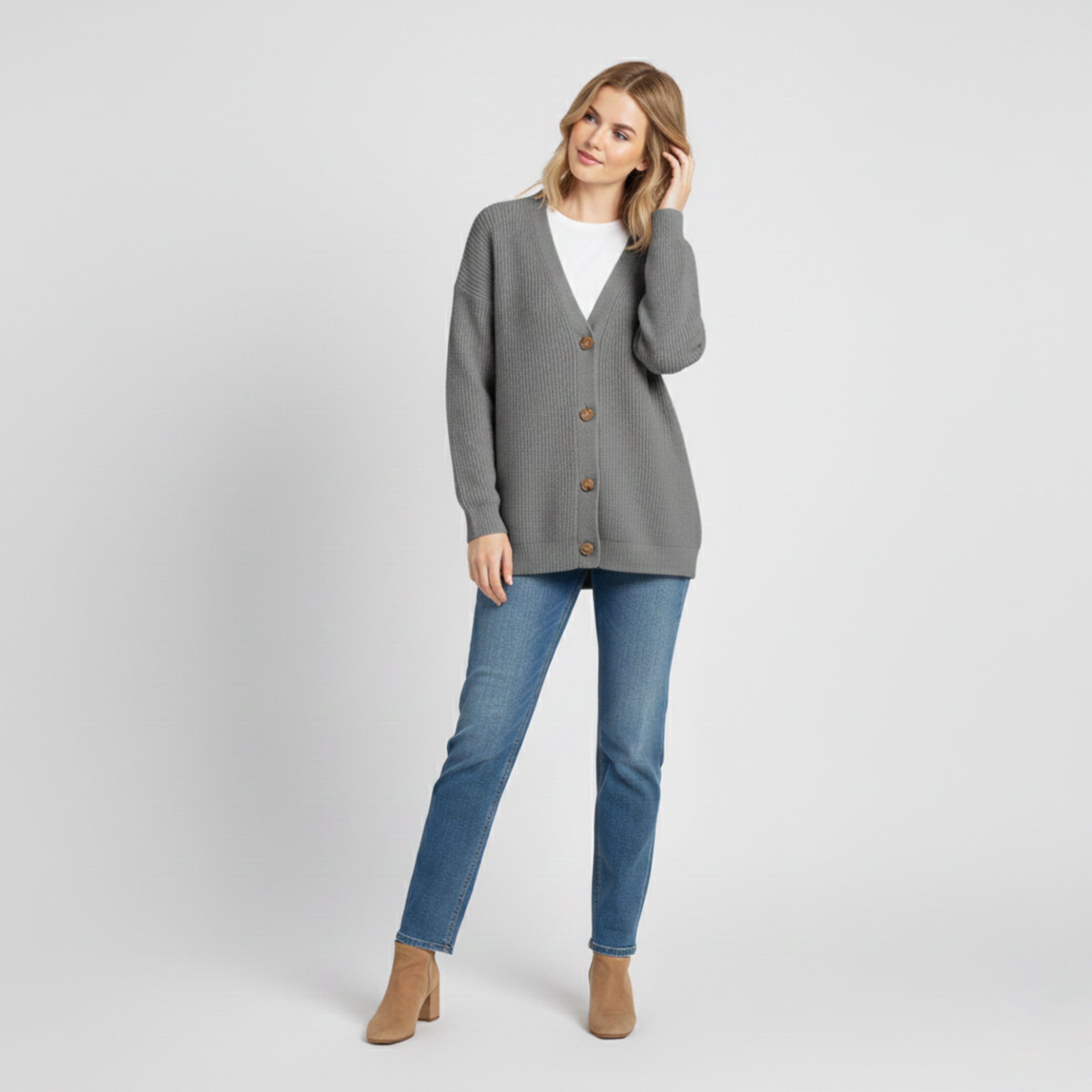 Dorvelli | Women’s V-Neck Knit Cardigan – Sequin Casual Edition