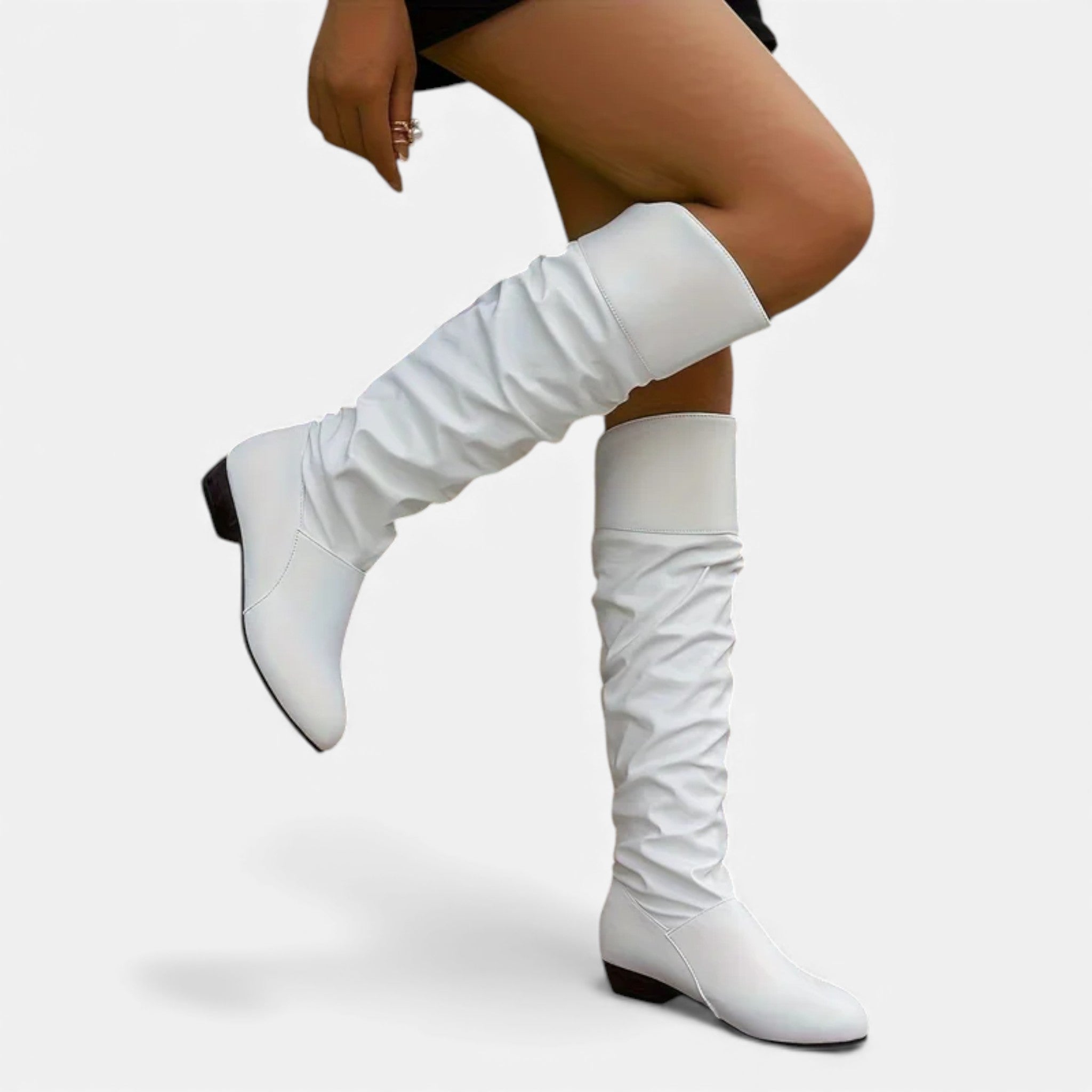 Dorvelli | Women’s Pleated Tube Boots – Block Heel Elegance