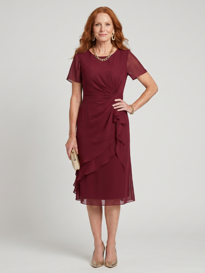Dorvelli | Women's Midi Dress – Sleeve Layered Hem