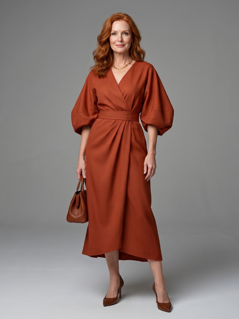 Dorvelli | Women's Midi Dress – Sculpted Waist Panel
