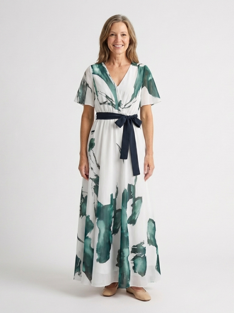 Dorvelli | Women's Maxi Dress – Flutter Sleeve Belted