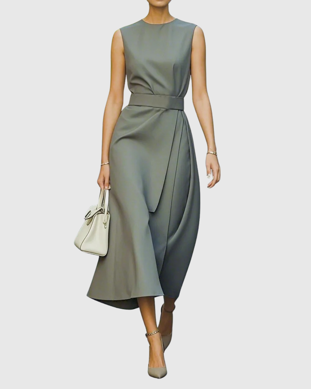 Dorvelli | Women's Midi Dress – Elegant Round Neck