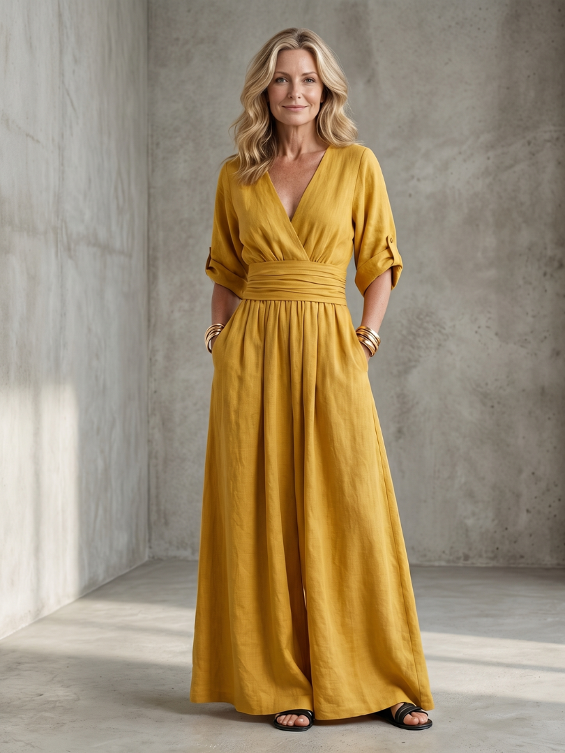 Dorvelli | Women's Jumpsuit – Cross Front Wide Leg