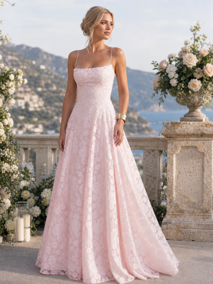 Dorvelli | Women's Maxi Dress – Spaghetti Strap Full Lace