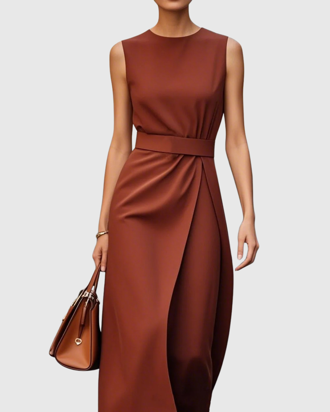 Dorvelli | Women's Midi Dress – Elegant Round Neck
