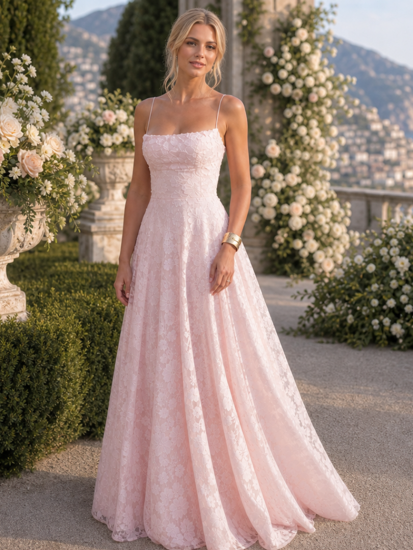 Dorvelli | Women's Maxi Dress – Spaghetti Strap Full Lace