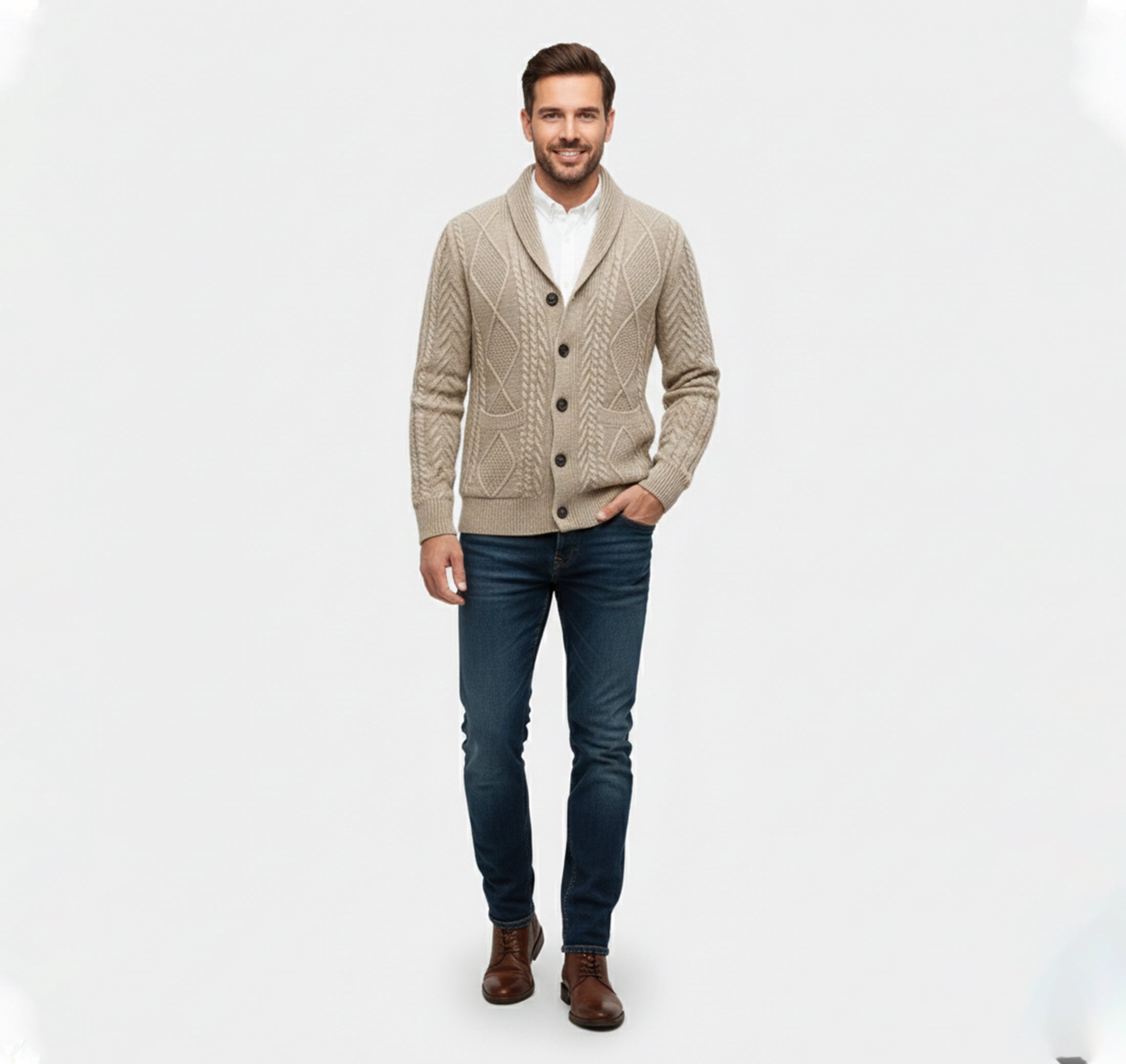 Dorvelli | Men’s Knit Cardigan Jacket – Jacquard Warm Edition
