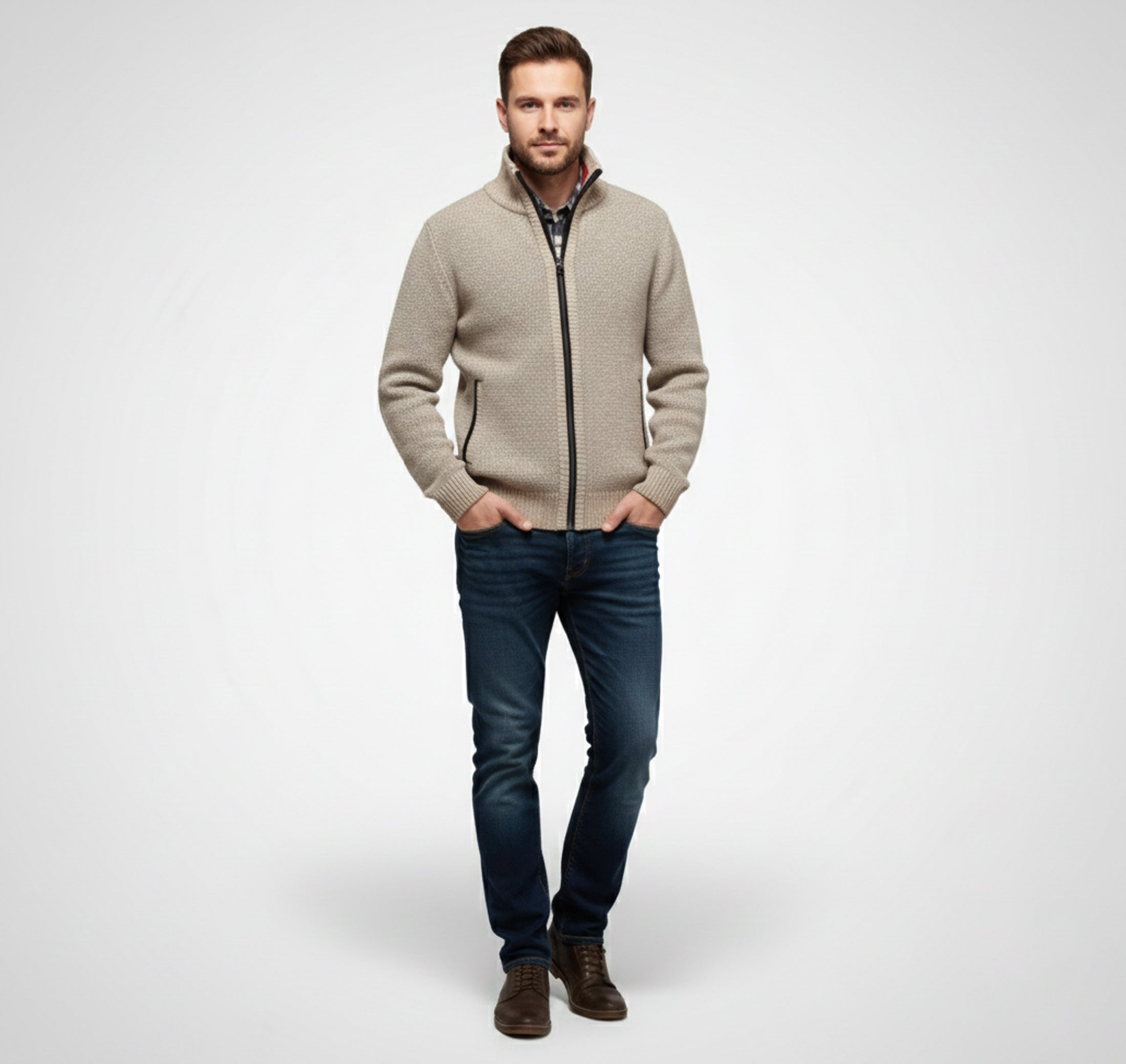 Dorvelli | Men’s Knit Sweater Jacket – Warm Knit Layer