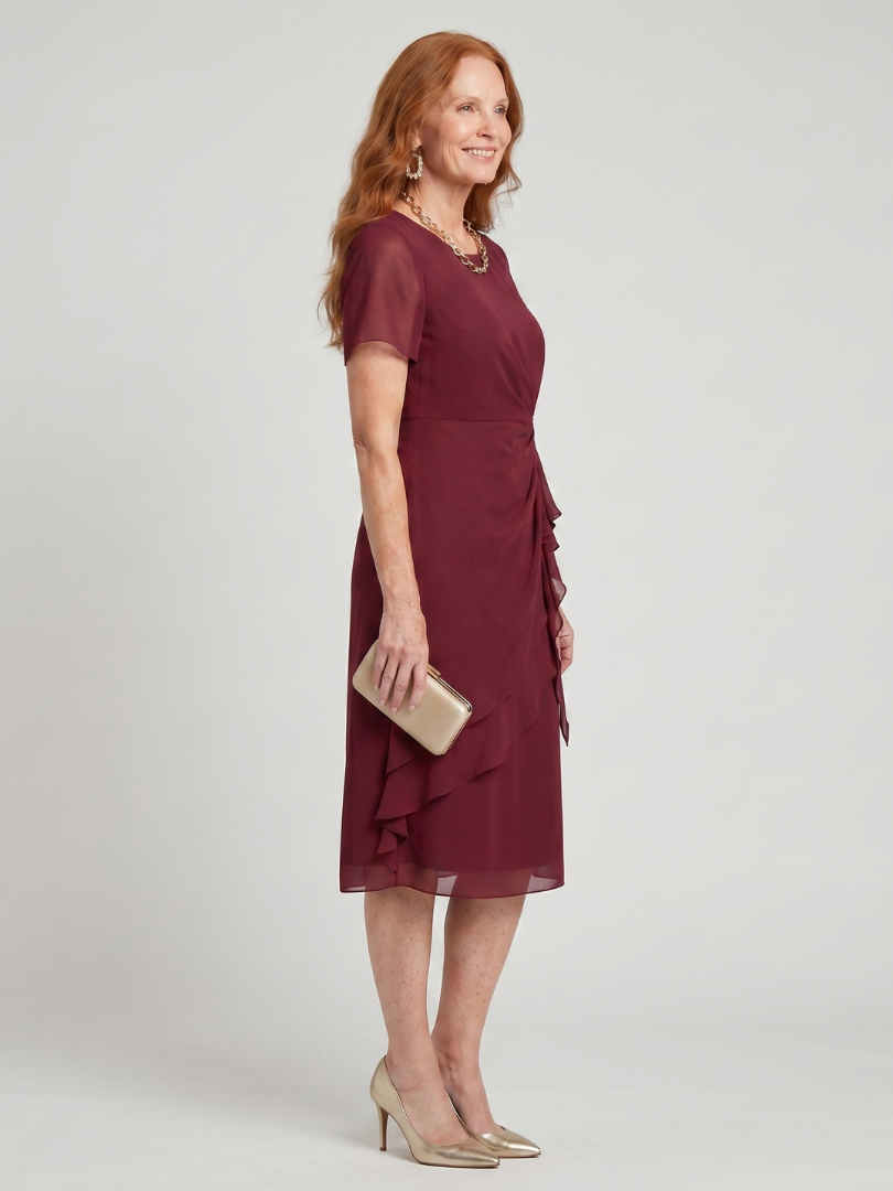 Dorvelli | Women's Midi Dress – Sleeve Layered Hem