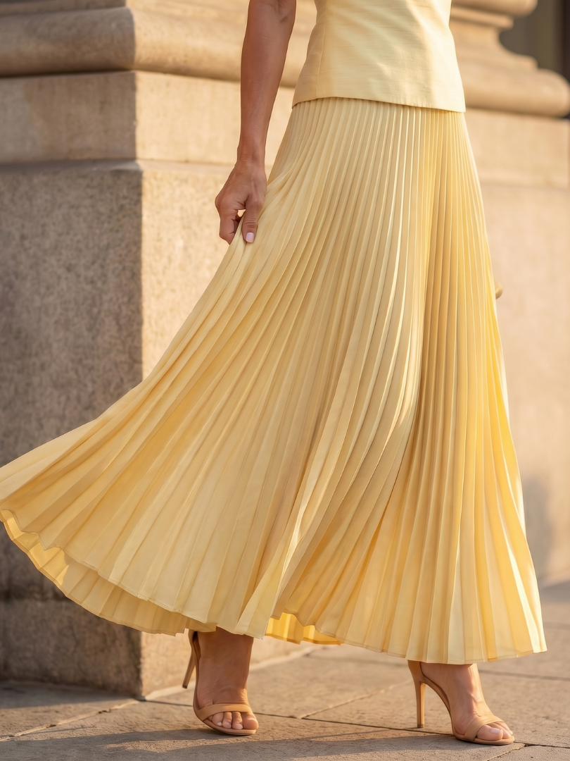 Dorvelli | Women's Two-Piece Set – Structured Bodice Pleated