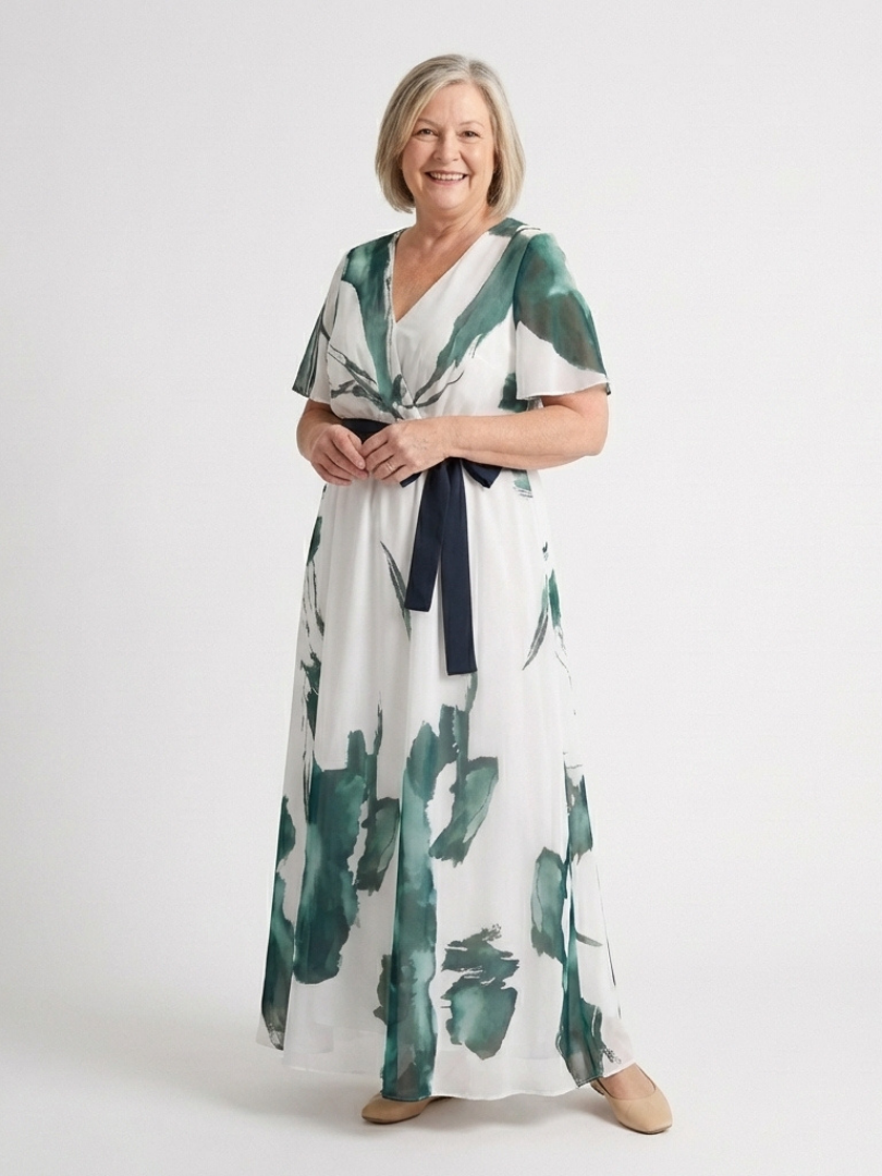 Dorvelli | Women's Maxi Dress – Flutter Sleeve Belted