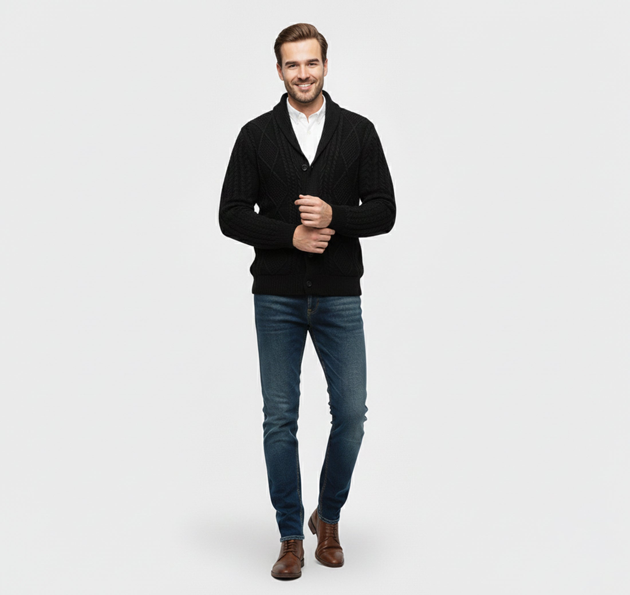 Dorvelli | Men’s Knit Cardigan Jacket – Jacquard Warm Edition