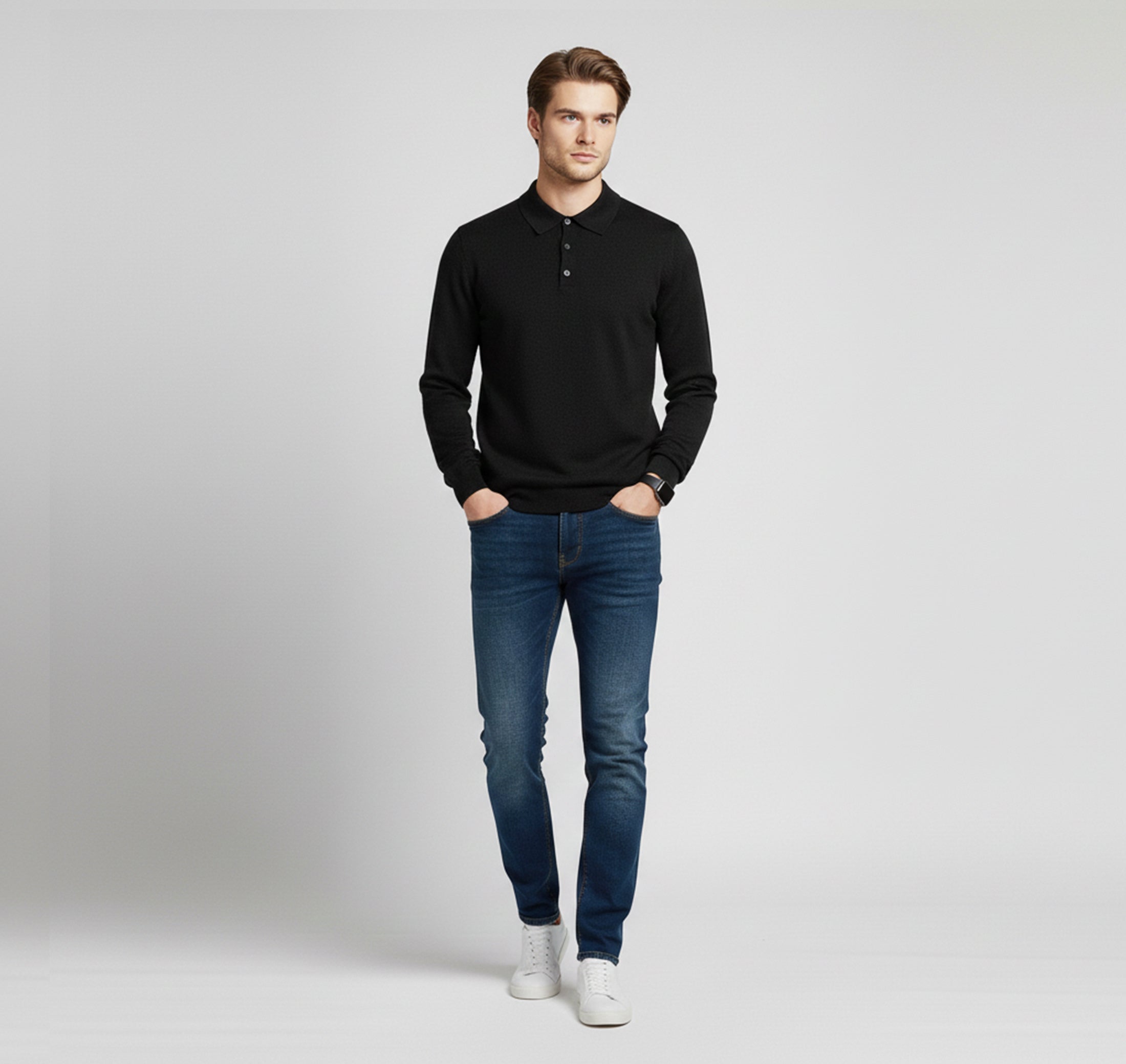 Dorvelli | Men’s Polo Collar Knit – Warm Daily Layer