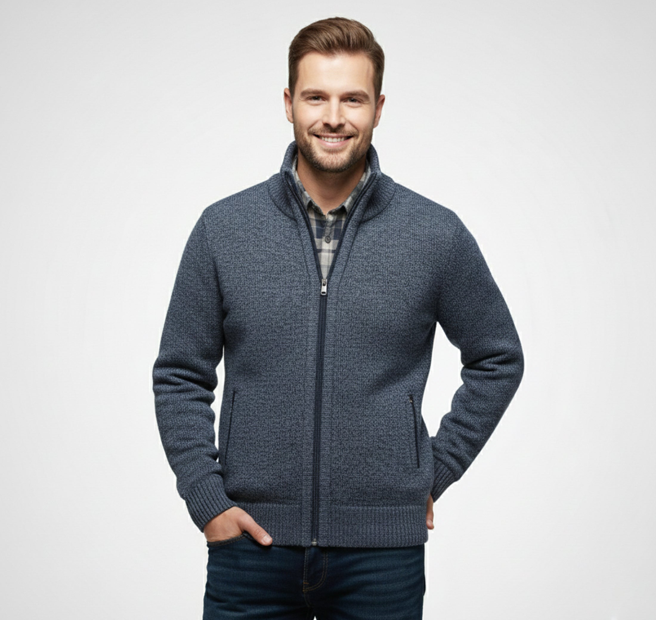 Dorvelli | Men’s Knit Sweater Jacket – Warm Knit Layer