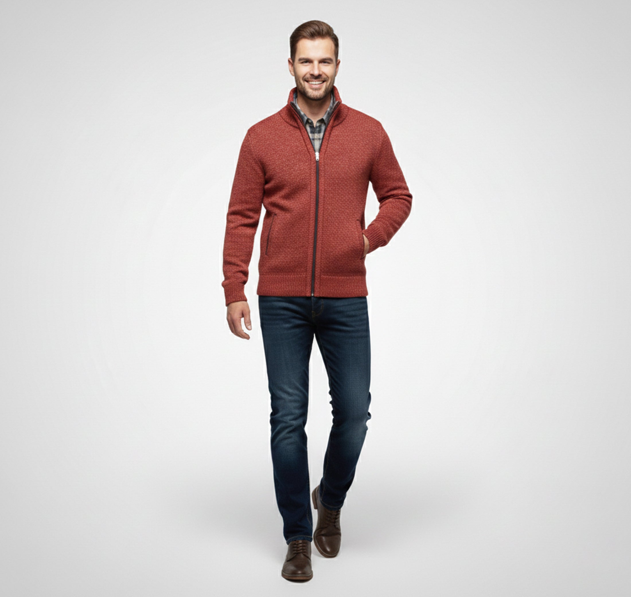Dorvelli | Men’s Knit Sweater Jacket – Warm Knit Layer