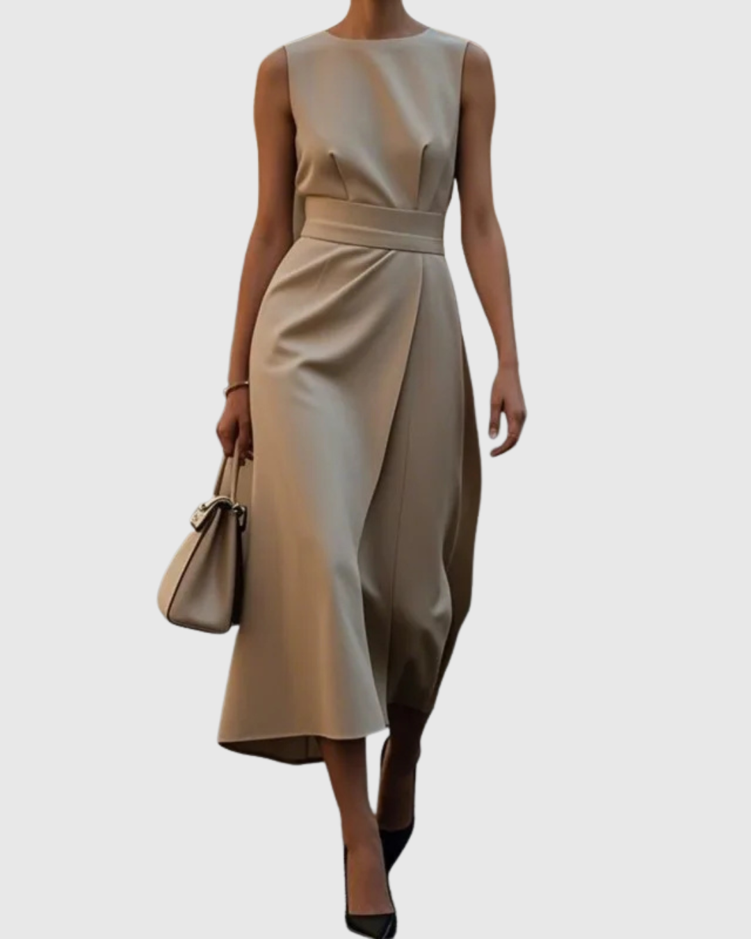 Dorvelli | Women's Midi Dress – Elegant Round Neck