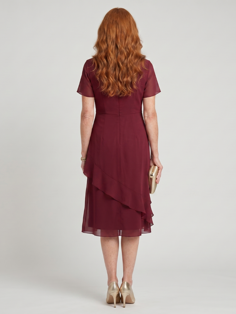 Dorvelli | Women's Midi Dress – Sleeve Layered Hem