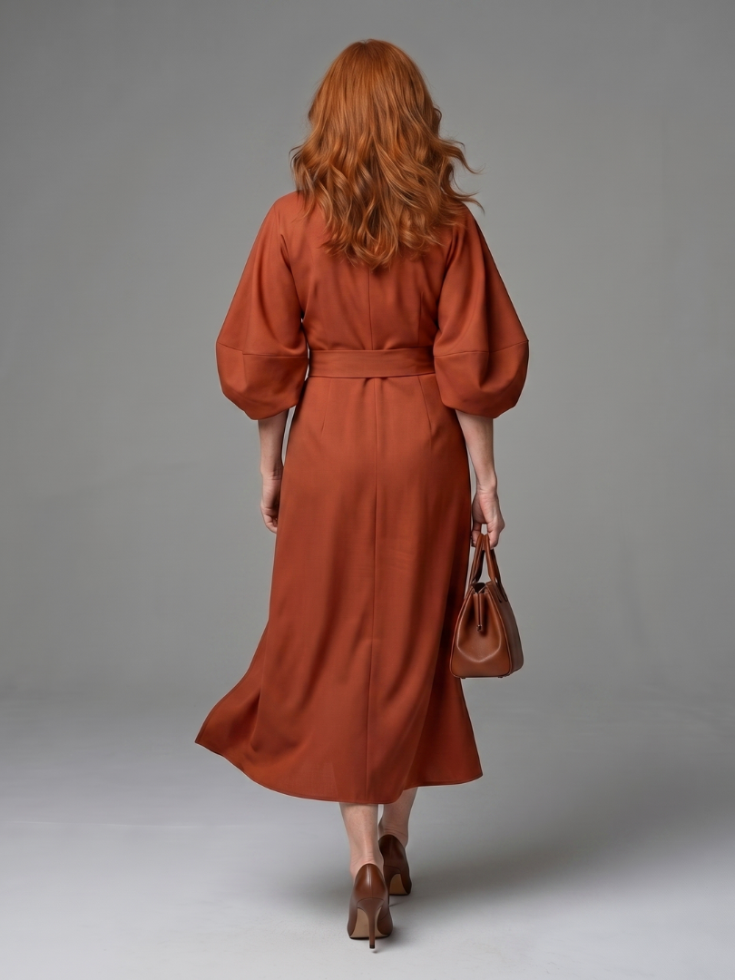 Dorvelli | Women's Midi Dress – Sculpted Waist Panel