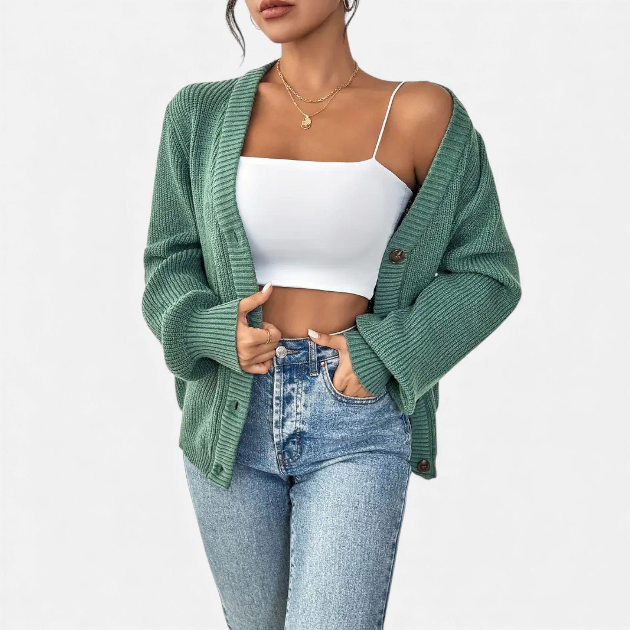 Dorvelli | Women’s Knitted Cardigan Sweater – Elegant Front-Button Design