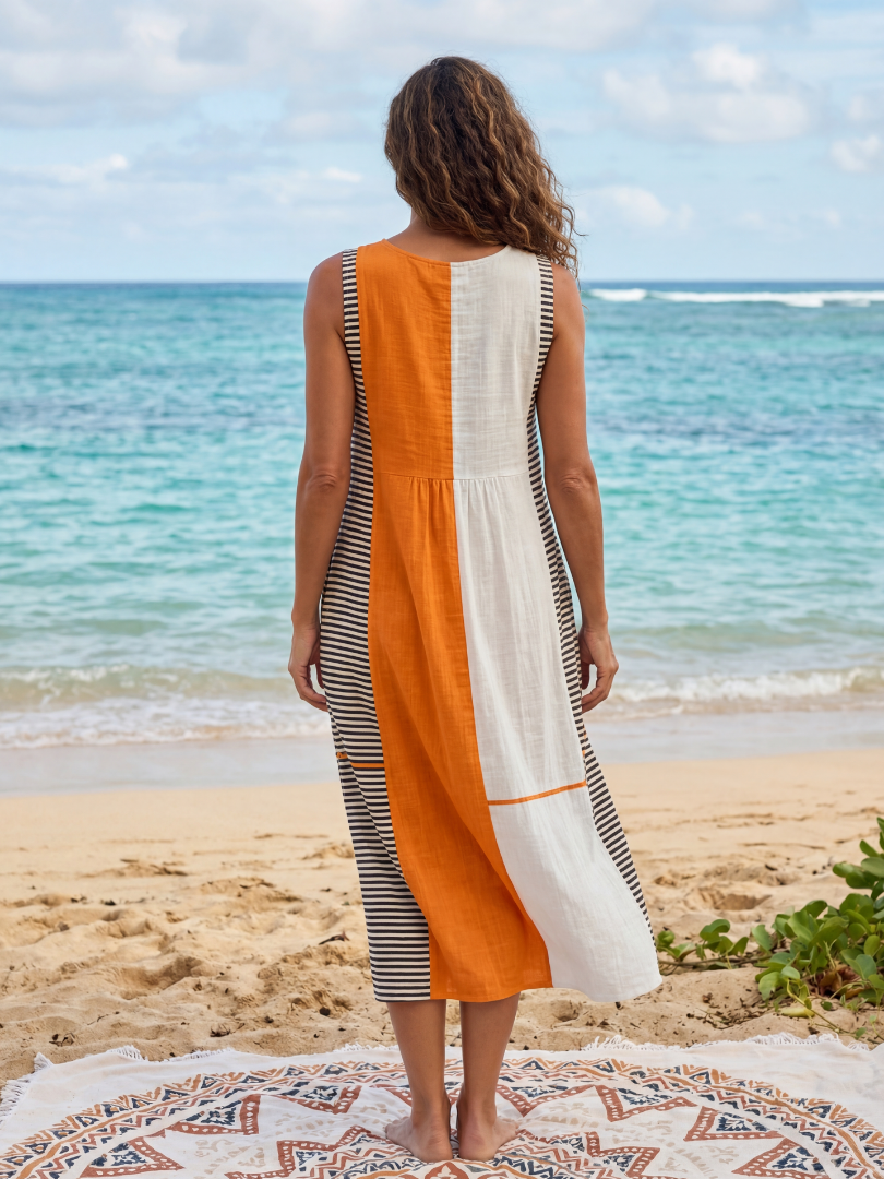 Dorvelli | Women's Midi Dress – Color Block Stripe