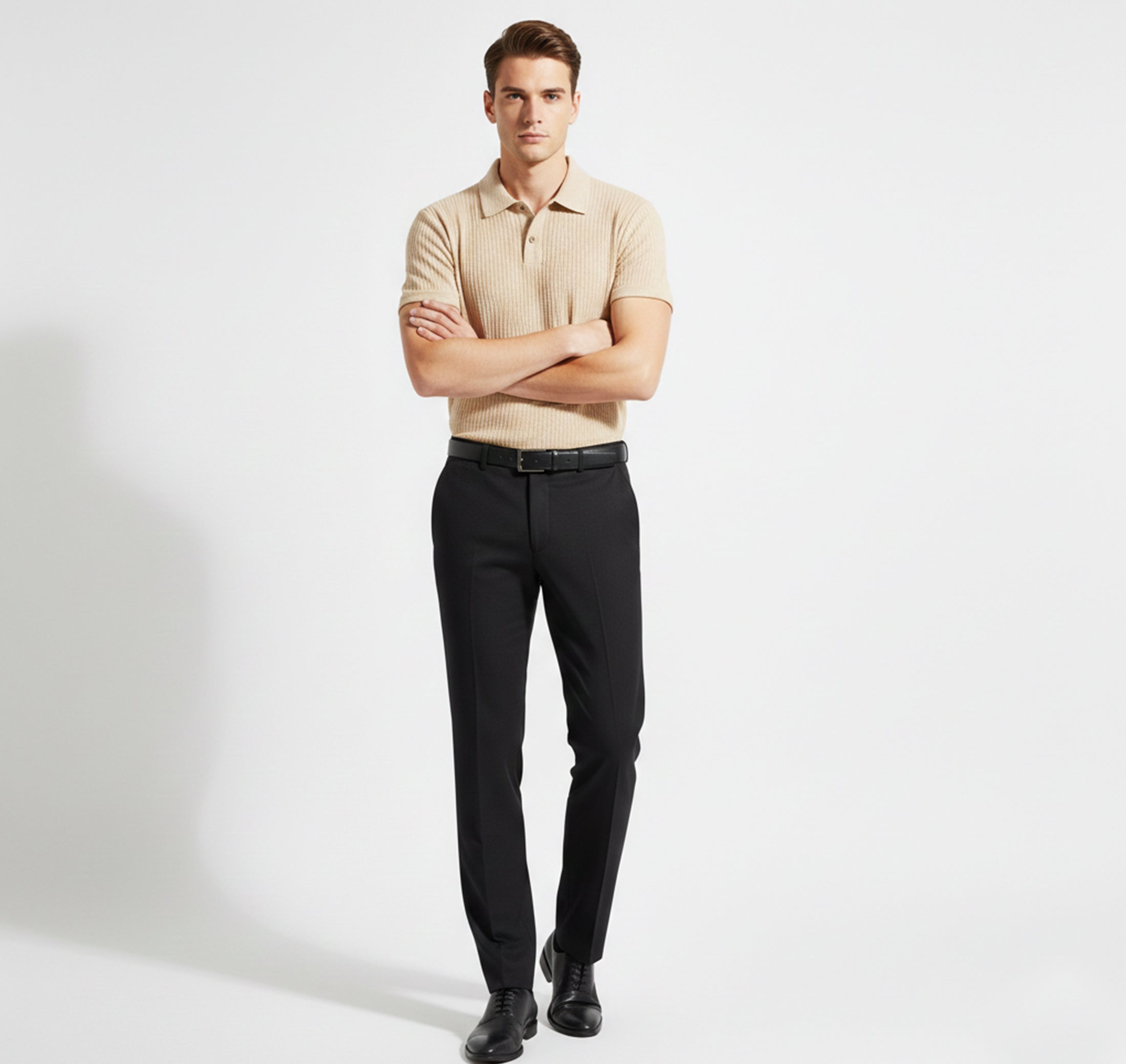 Dorvelli | Men’s Short-Sleeve Knit Shirt – Structured Texture