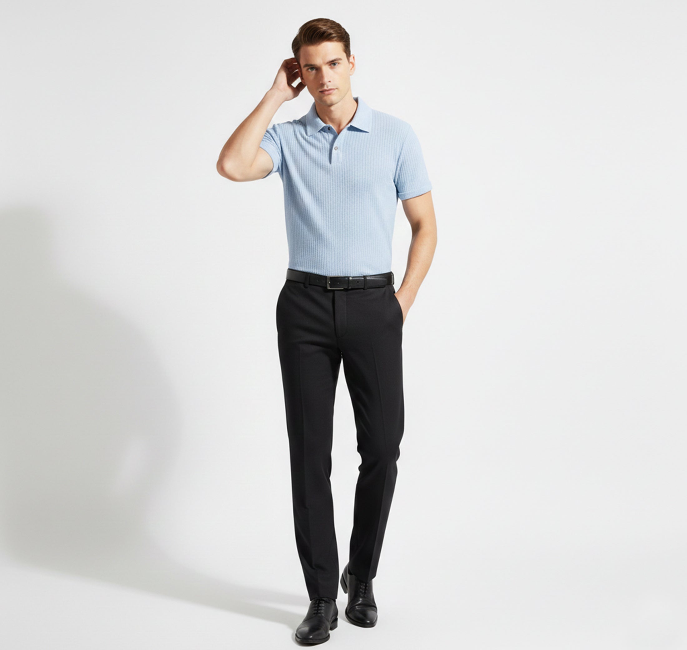 Dorvelli | Men’s Short-Sleeve Knit Shirt – Structured Texture
