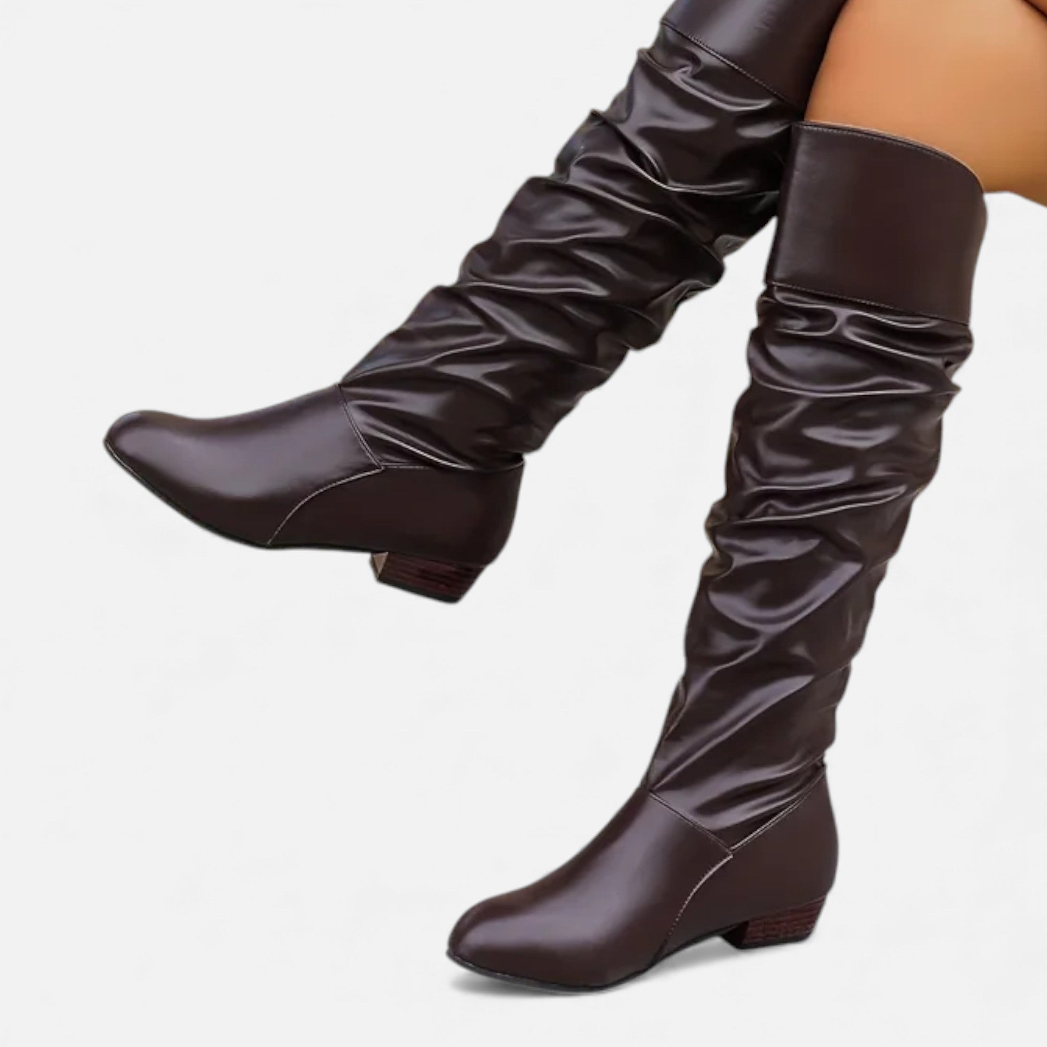 Dorvelli | Women’s Pleated Tube Boots – Block Heel Elegance
