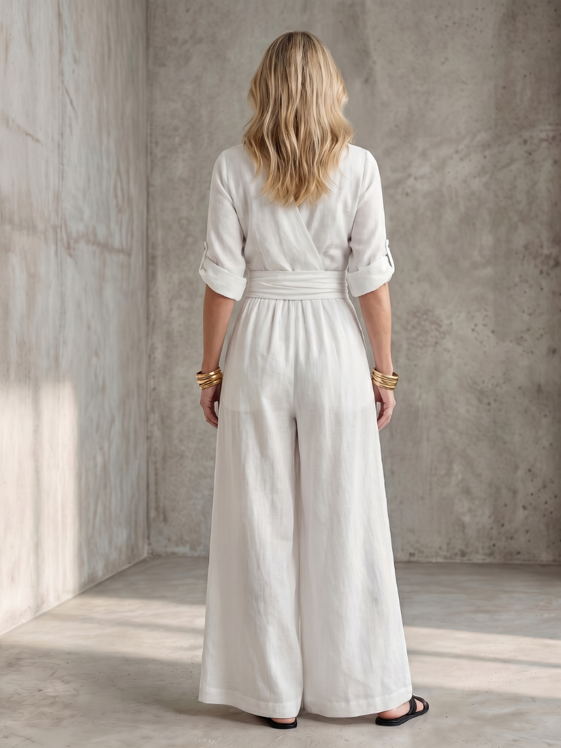 Dorvelli | Women's Jumpsuit – Cross Front Wide Leg