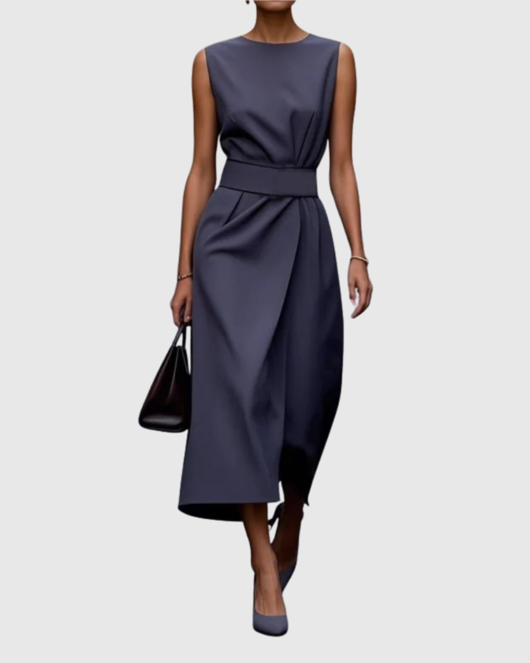 Dorvelli | Women's Midi Dress – Elegant Round Neck