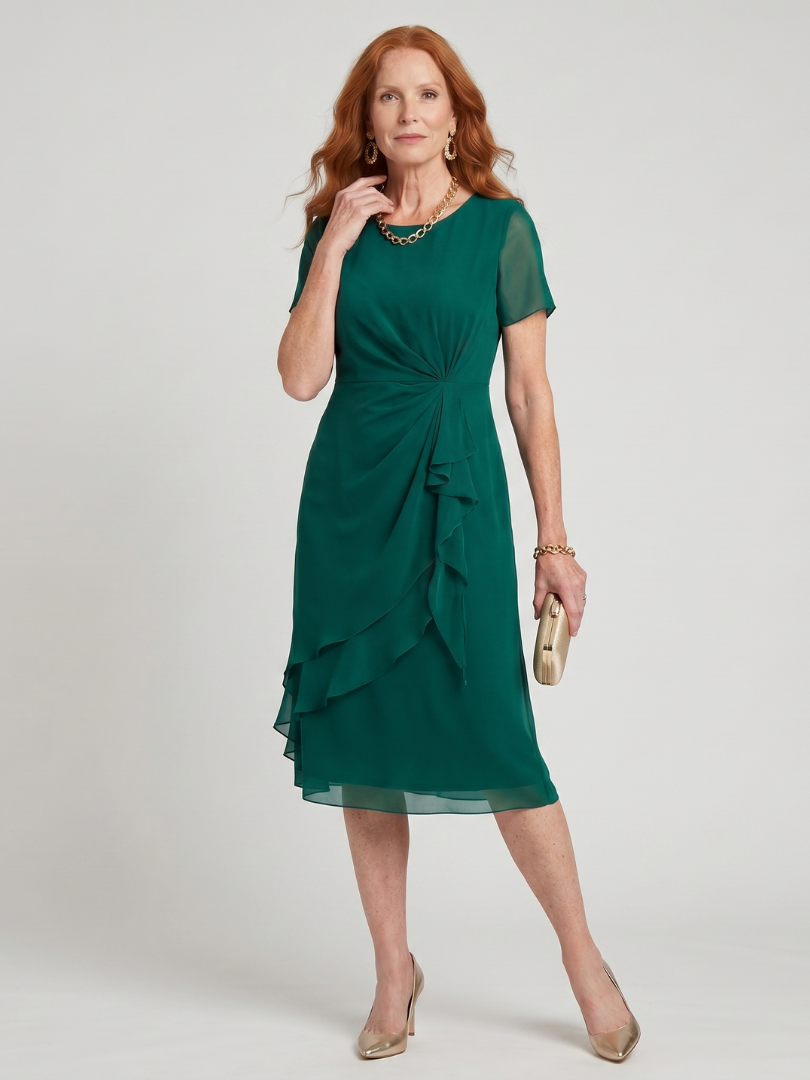 Dorvelli | Women's Midi Dress – Sleeve Layered Hem