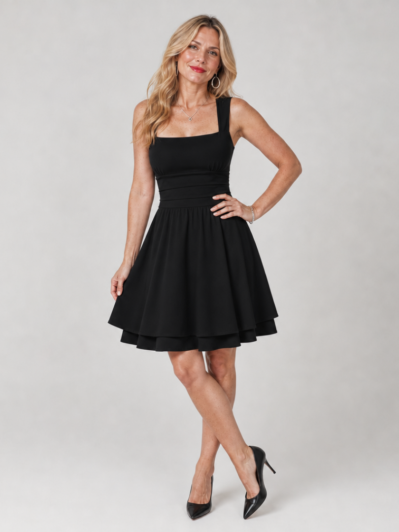 Dorvelli | Women's Mini Dress – Sleeveless Square Neck Flared