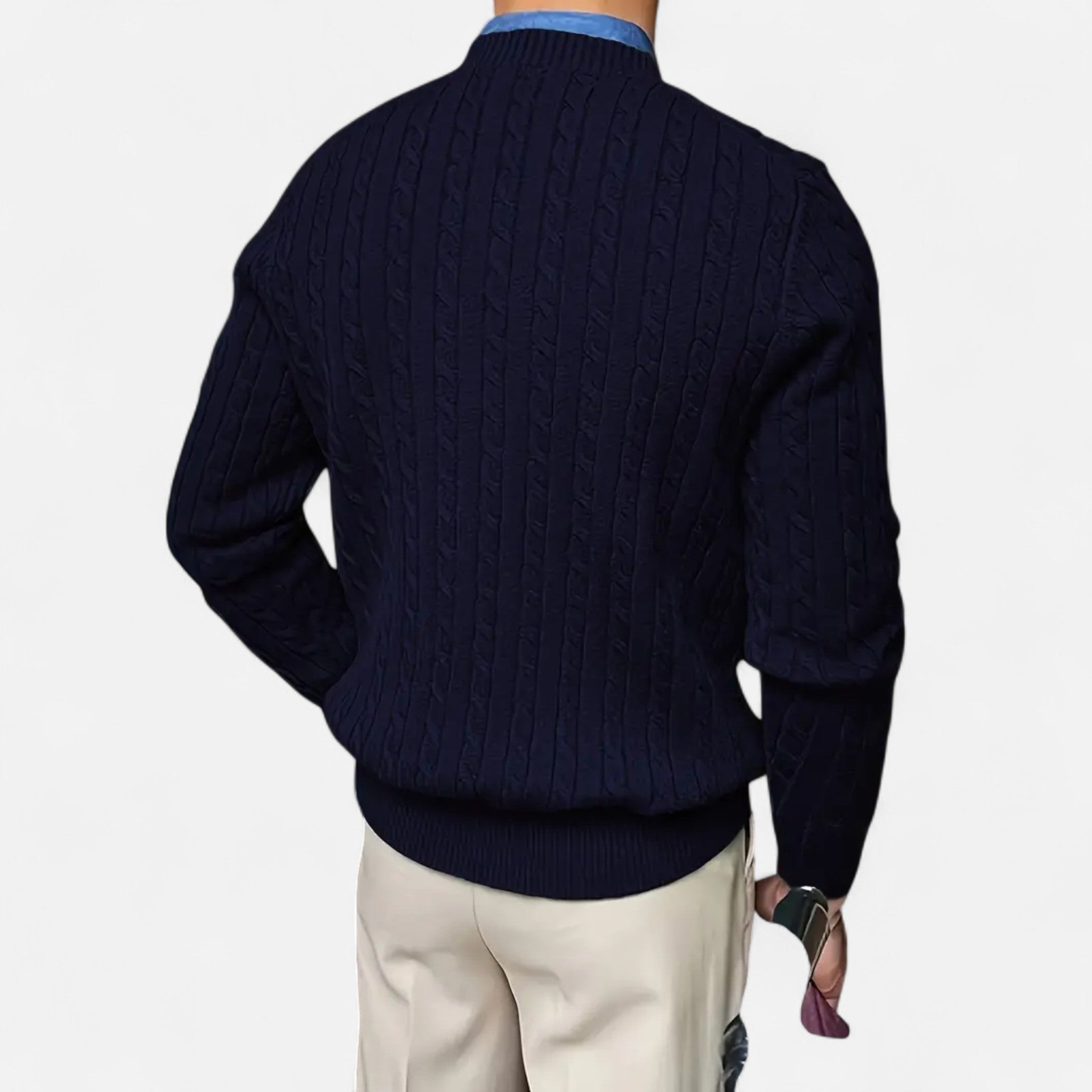 Dorvelli | Men’s Round Neck Twisted Rope Knit Sweater – Classic Cable Jumper