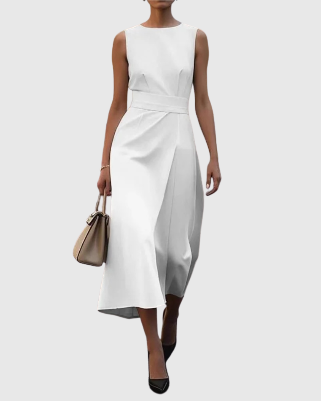 Dorvelli | Women's Midi Dress – Elegant Round Neck