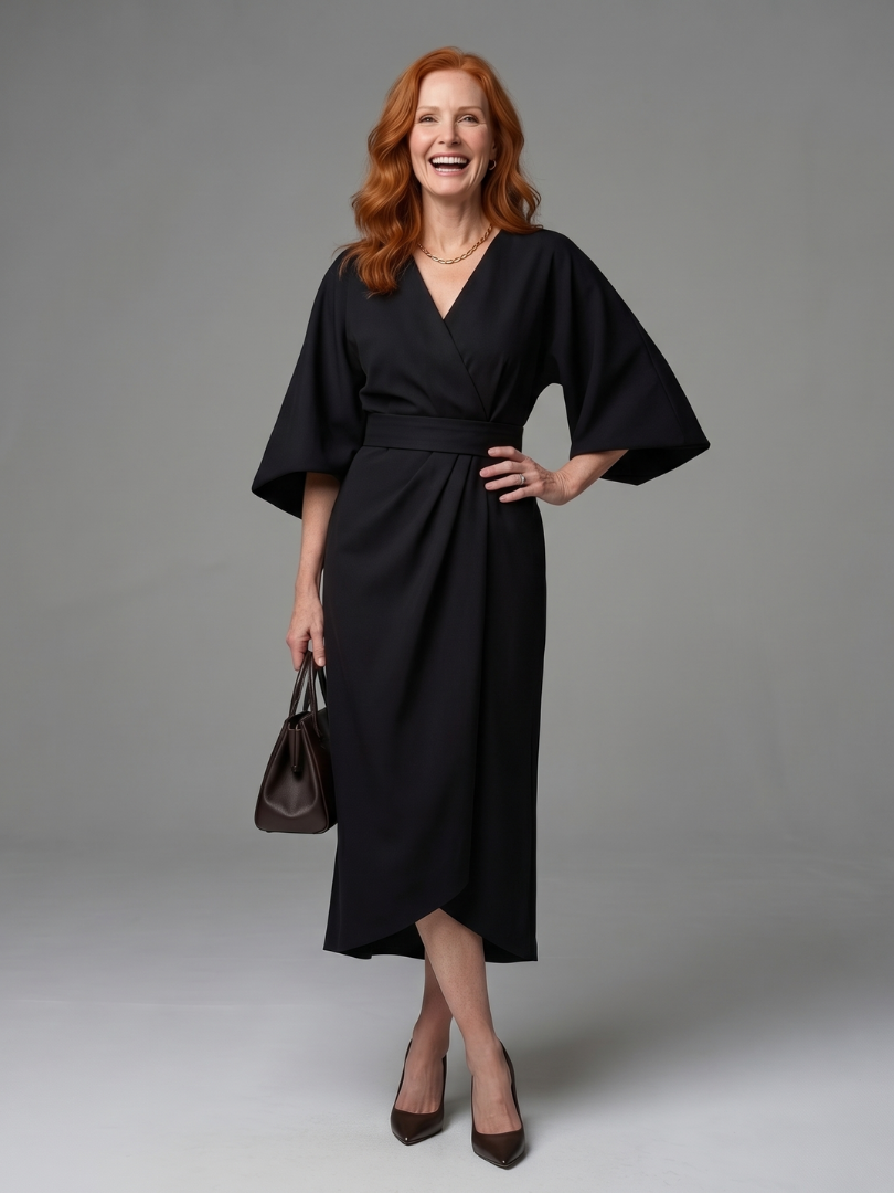 Dorvelli | Women's Midi Dress – Sculpted Waist Panel