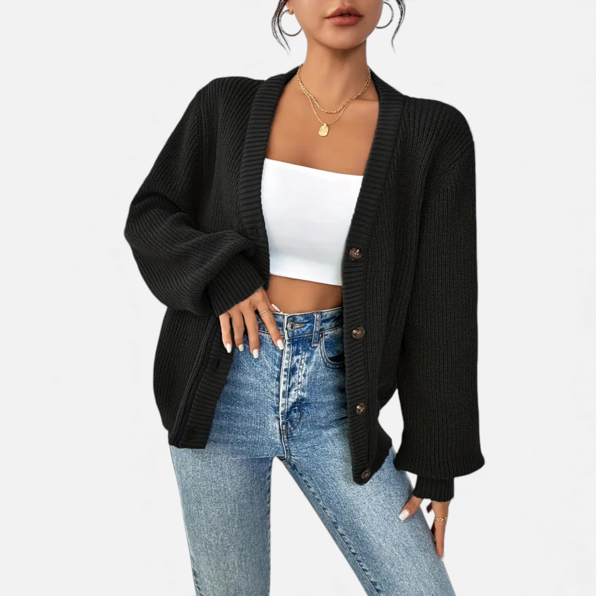 Dorvelli | Women’s Knitted Cardigan Sweater – Elegant Front-Button Design