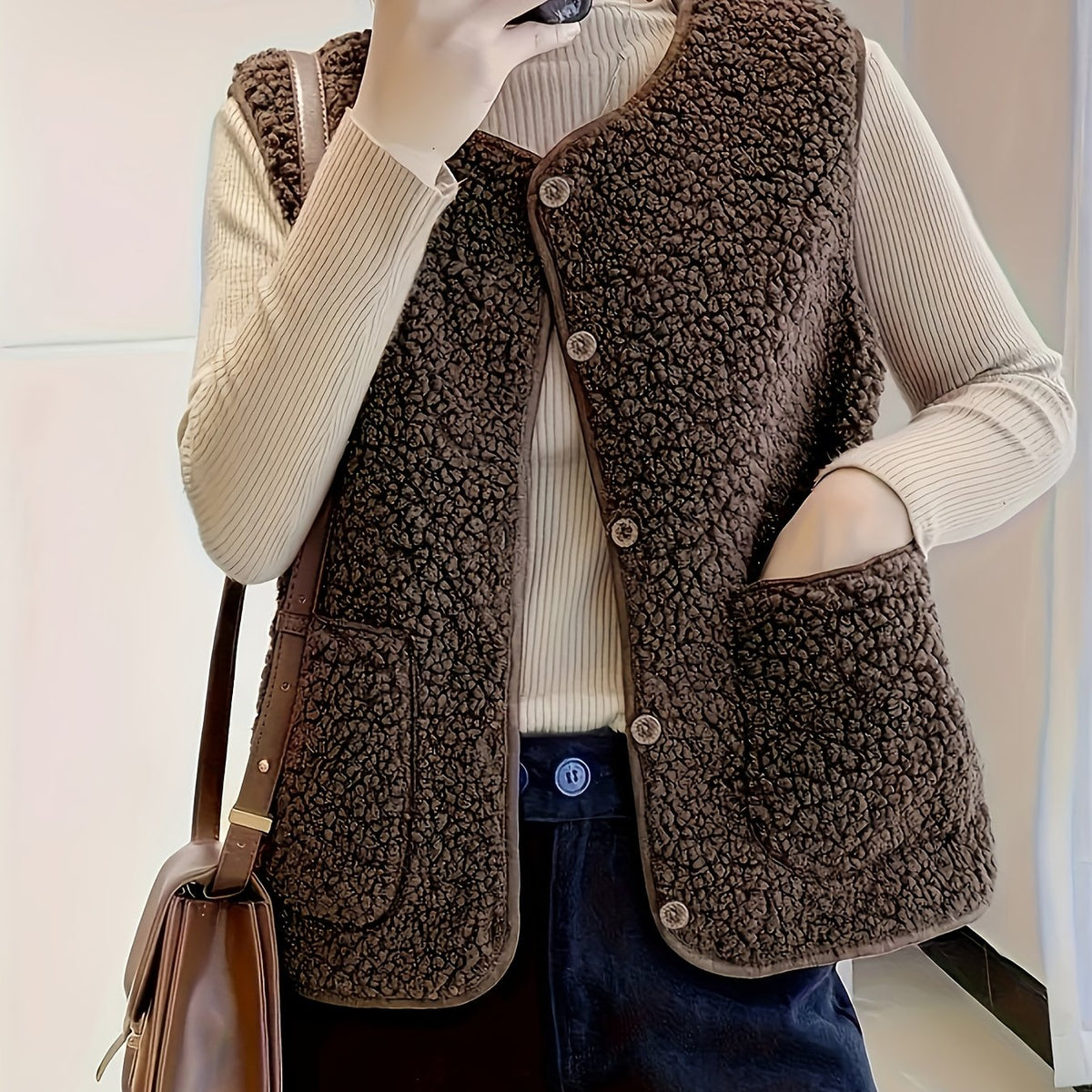Dorvelli | Women's Gilet – Textured Button Front
