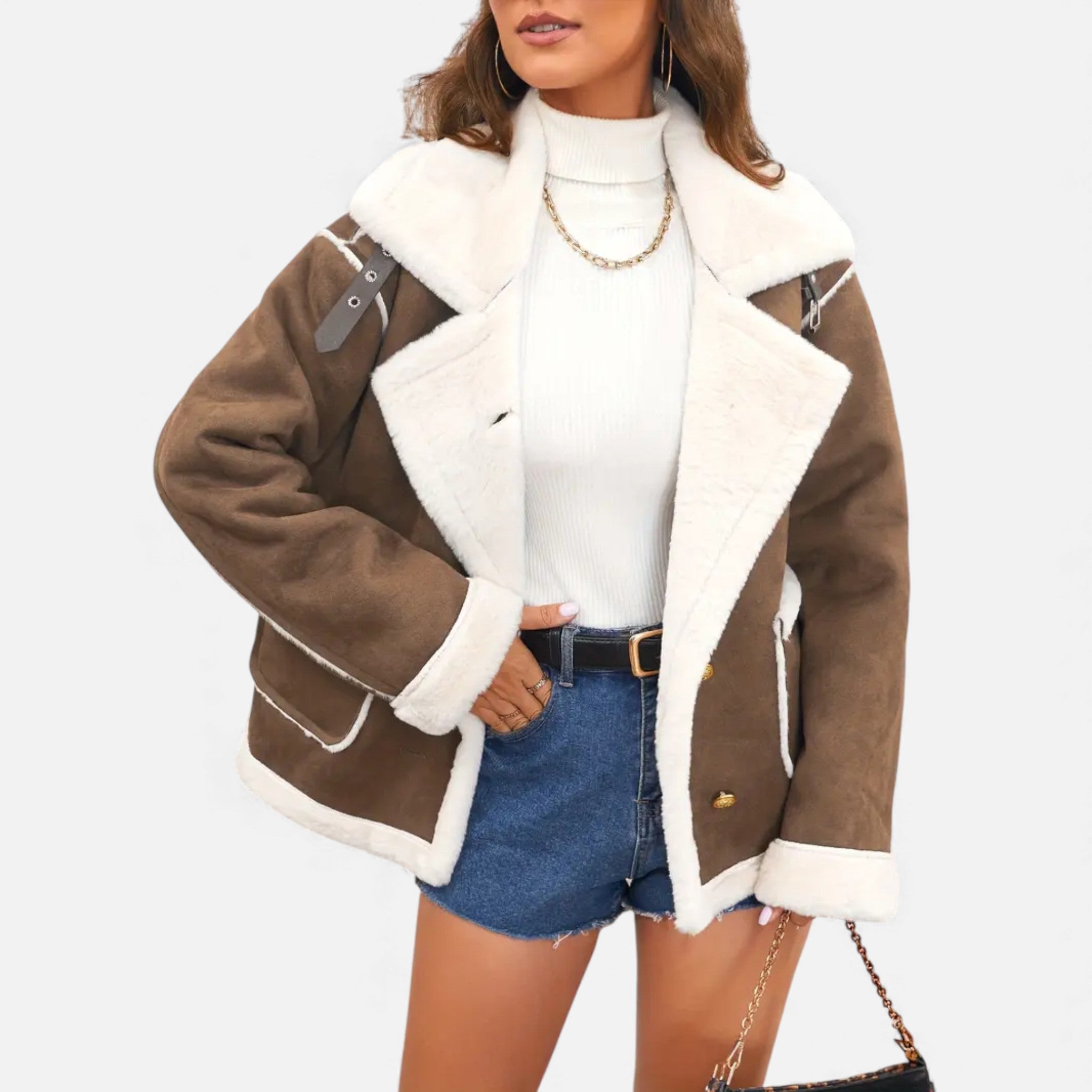 Dorvelli | Women’s Faux-Wool Winter Jacket – Collar Coat with Pockets