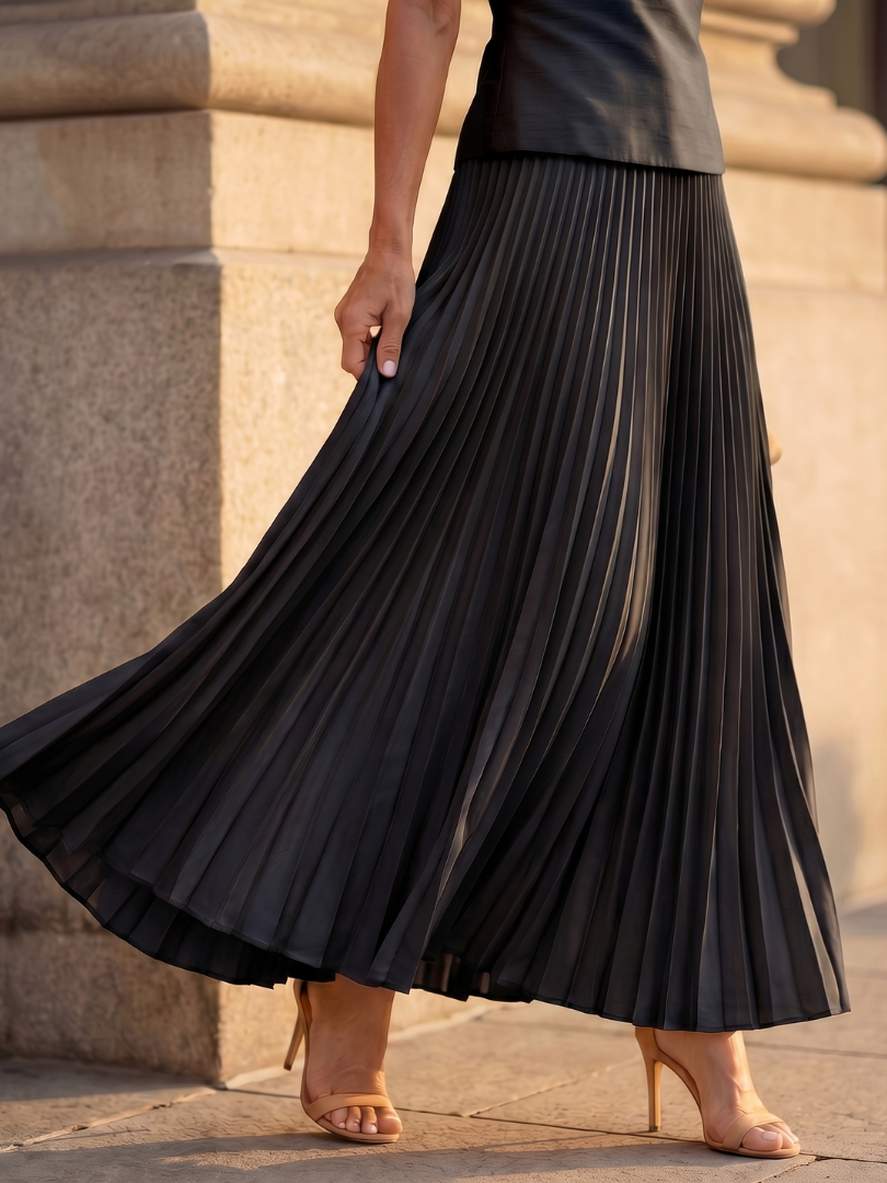 Dorvelli | Women's Two-Piece Set – Structured Bodice Pleated