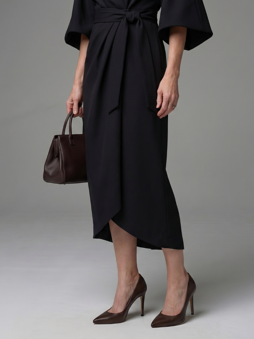 Dorvelli | Women's Midi Dress – Sculpted Waist Panel