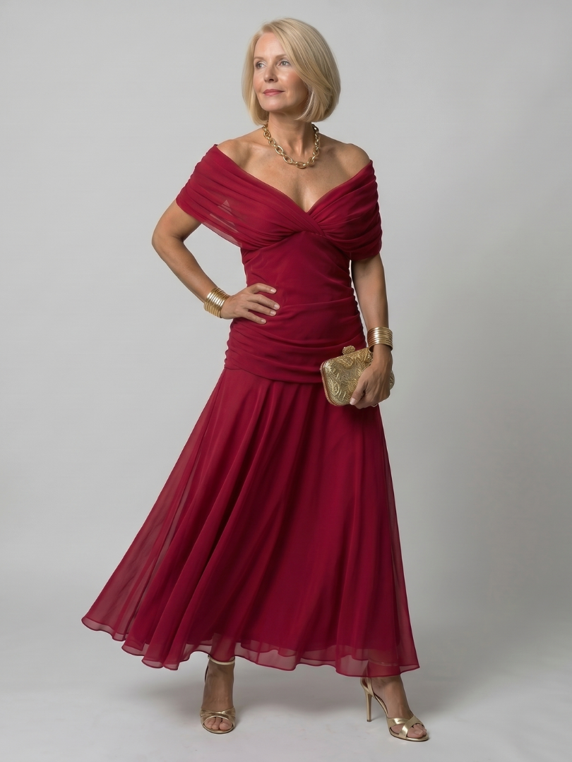 Dorvelli | Women's Midi Dress – Off Shoulder Flow