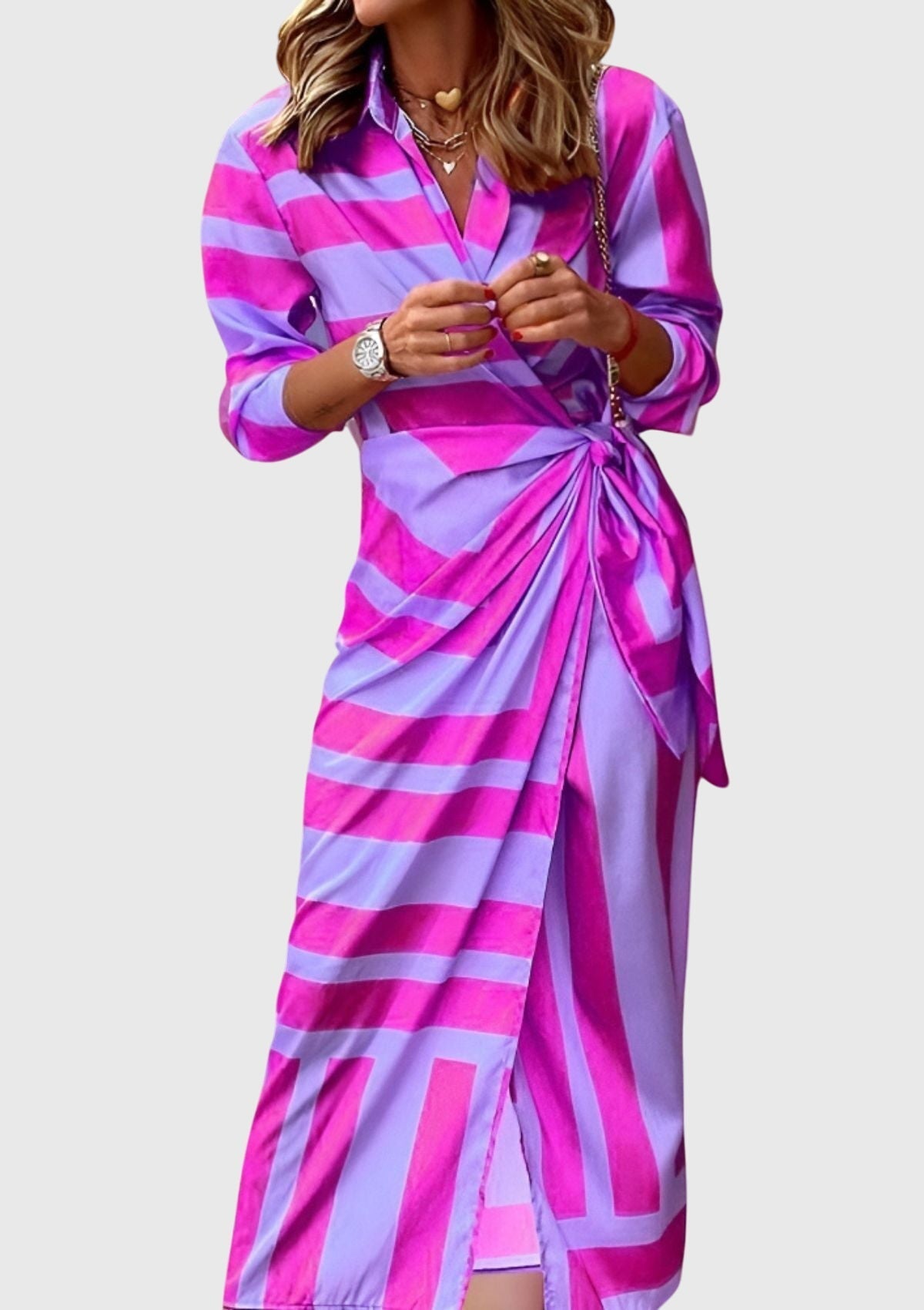 Dorvelli | Women's Midi Dress – Elegant Wrap Print
