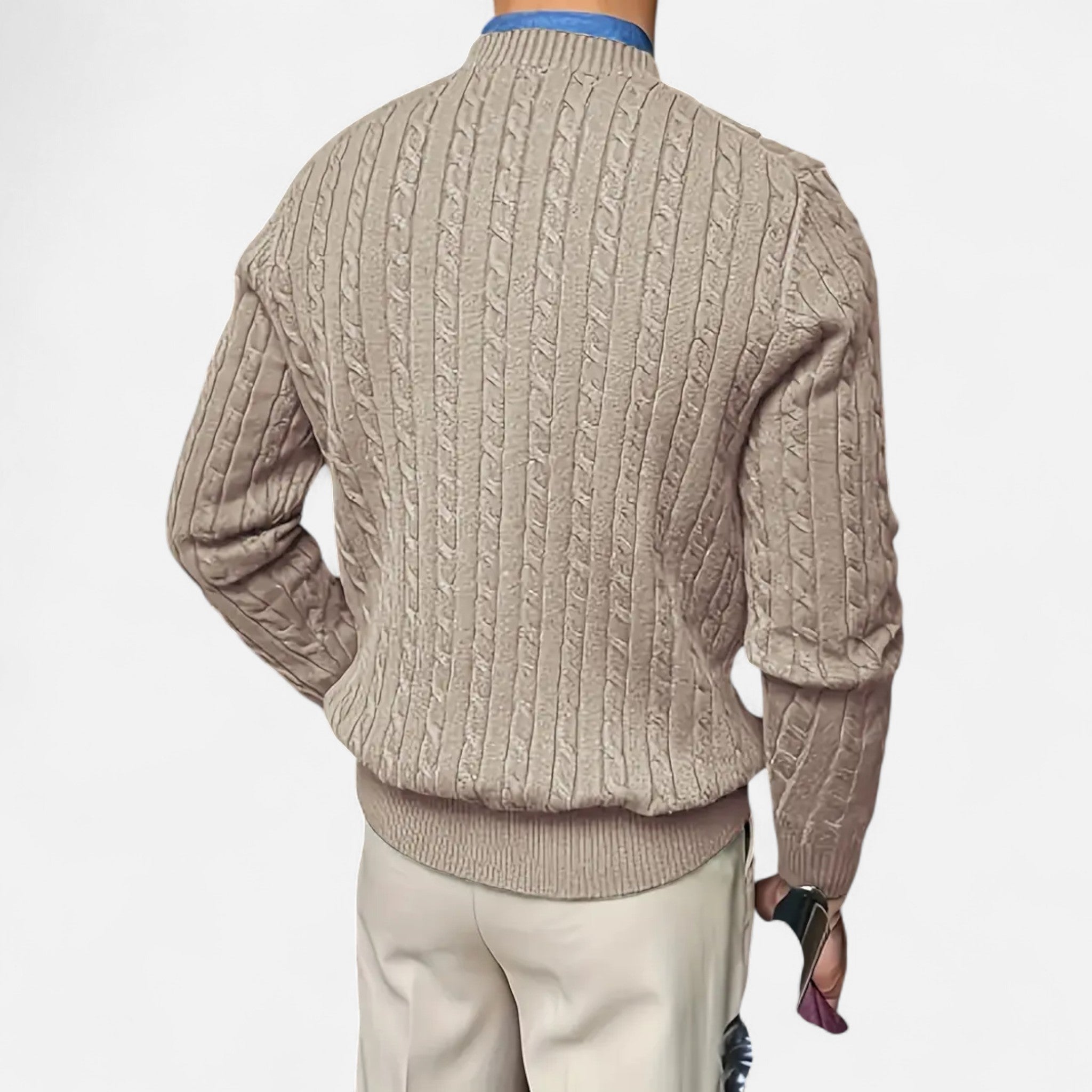 Dorvelli | Men’s Round Neck Twisted Rope Knit Sweater – Classic Cable Jumper